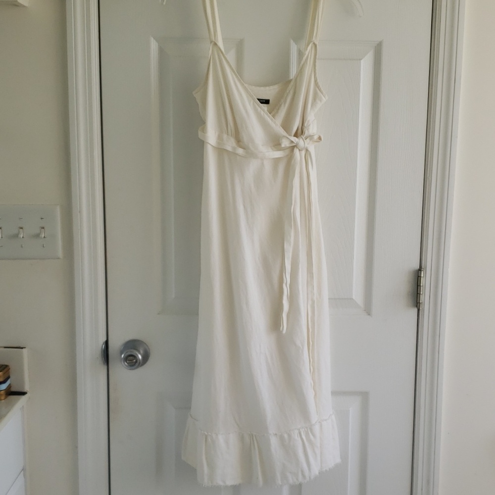 J. Crew White Linen Wrap Dress